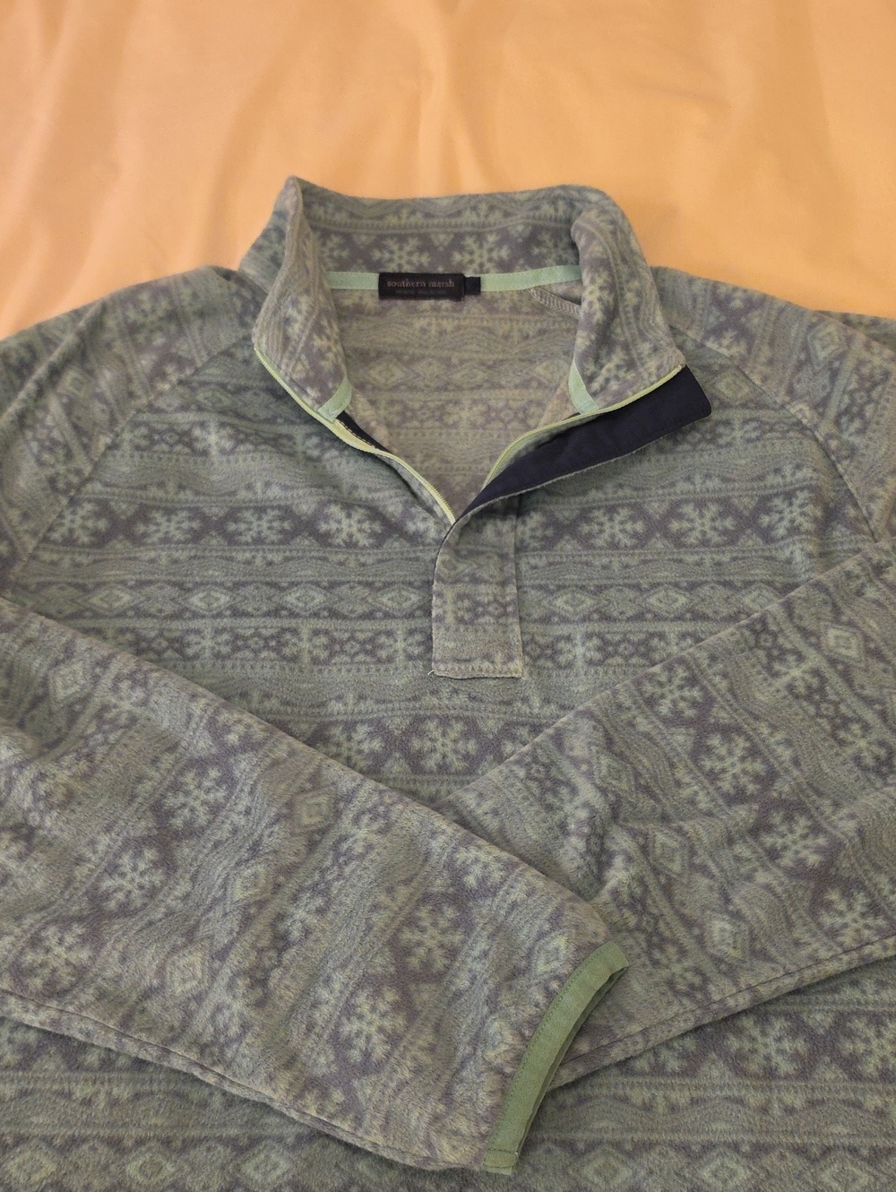 Southern Marsh Mint & Gray Fair Isle Quarter-Zip Pullover